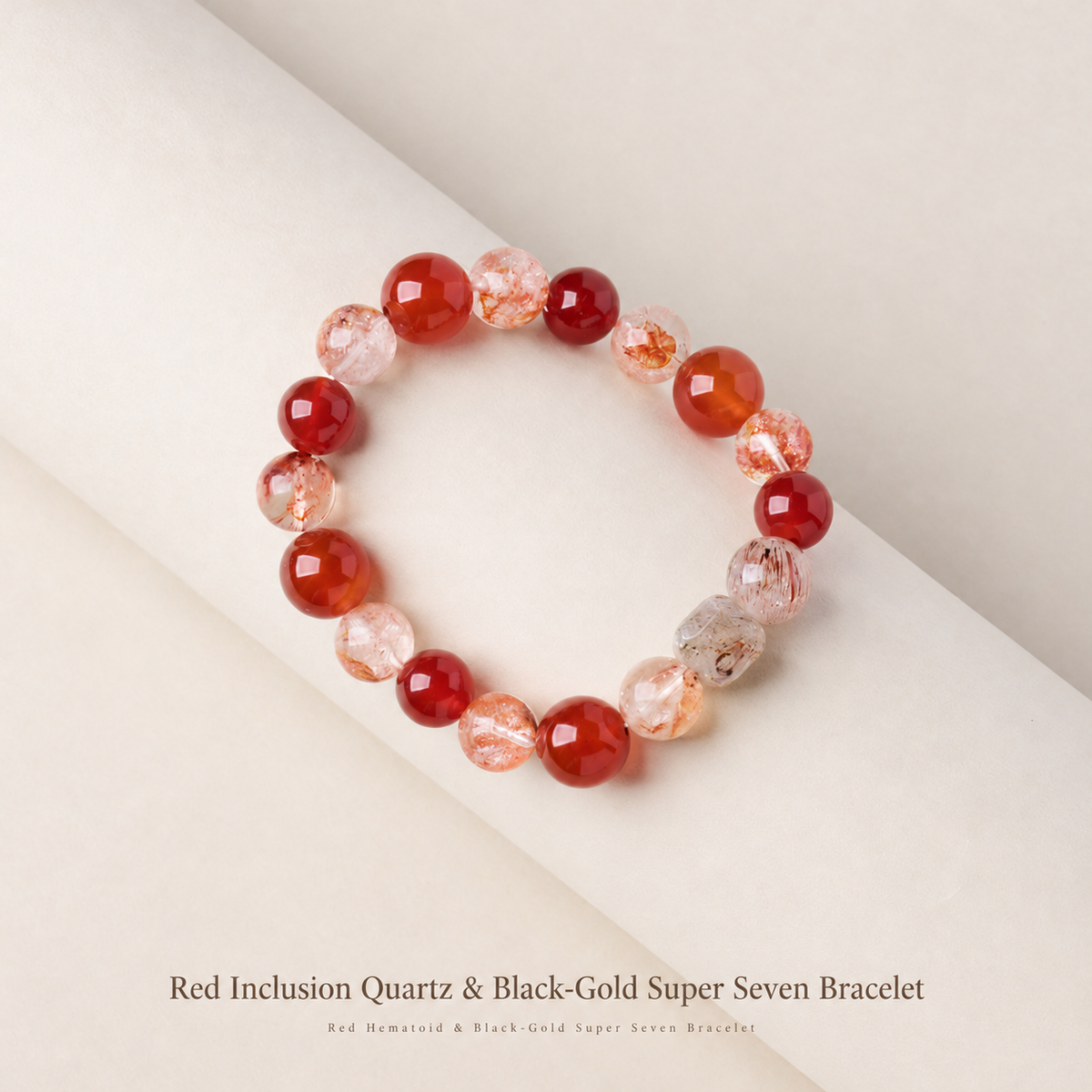 Red agate bracelet original photograph with English product text