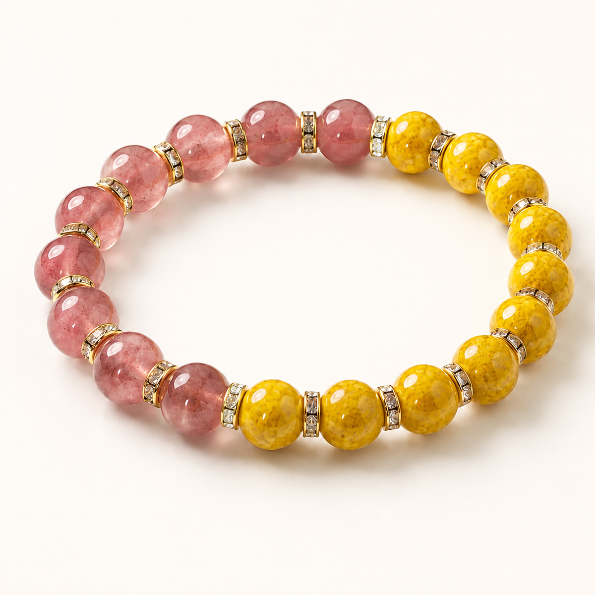 Strawberry quartz and cinnabar-style bracelet, product image 1 of 5
