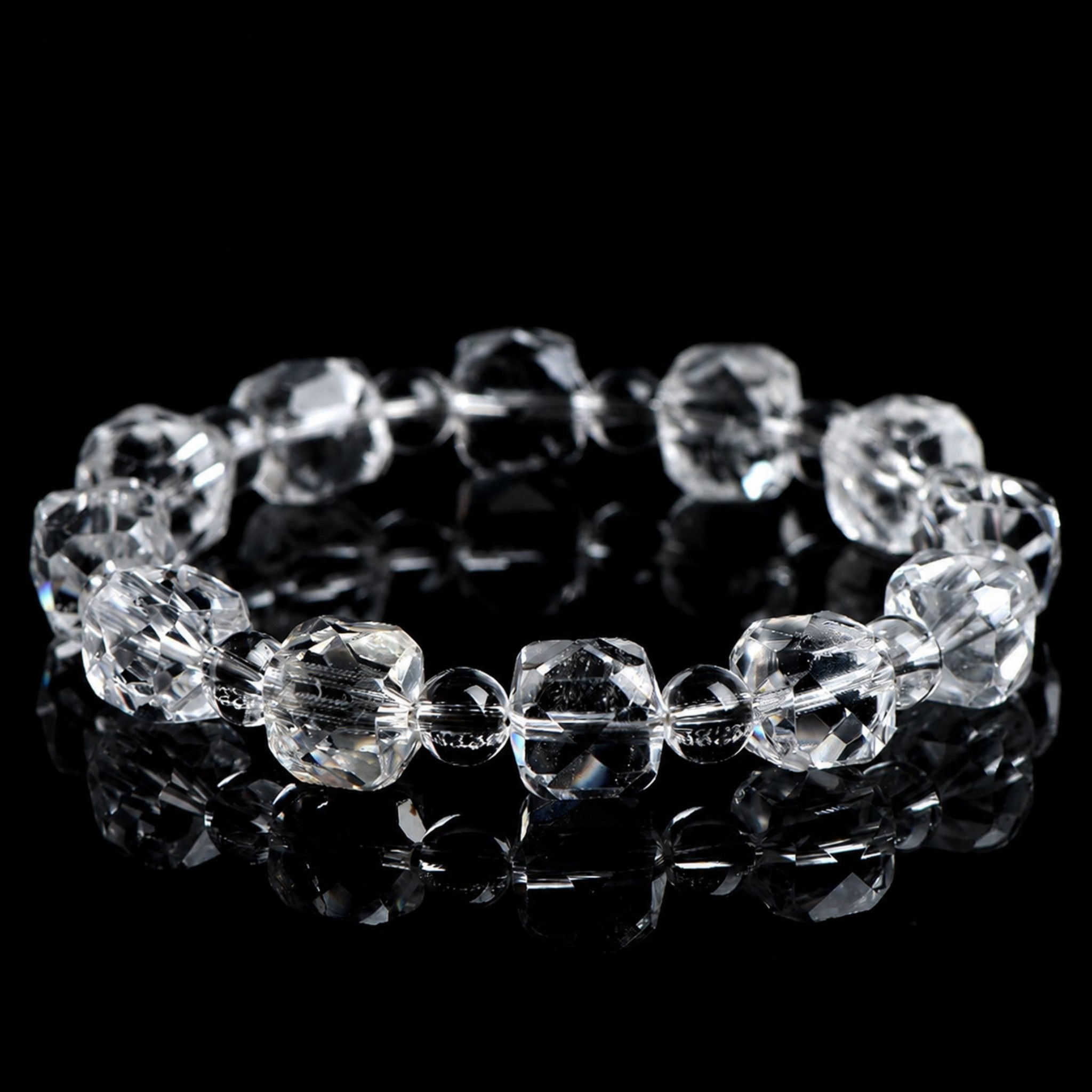 Healing Sugar Cube Clear Quartz Bracelet | Chakra Alignment, Meditation Aid, Emotional Balance Stone