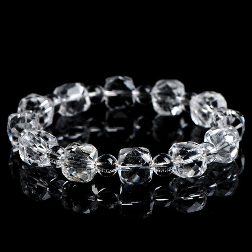 Healing Sugar Cube Clear Quartz Bracelet | Chakra Alignment, Meditation Aid, Emotional Balance Stone