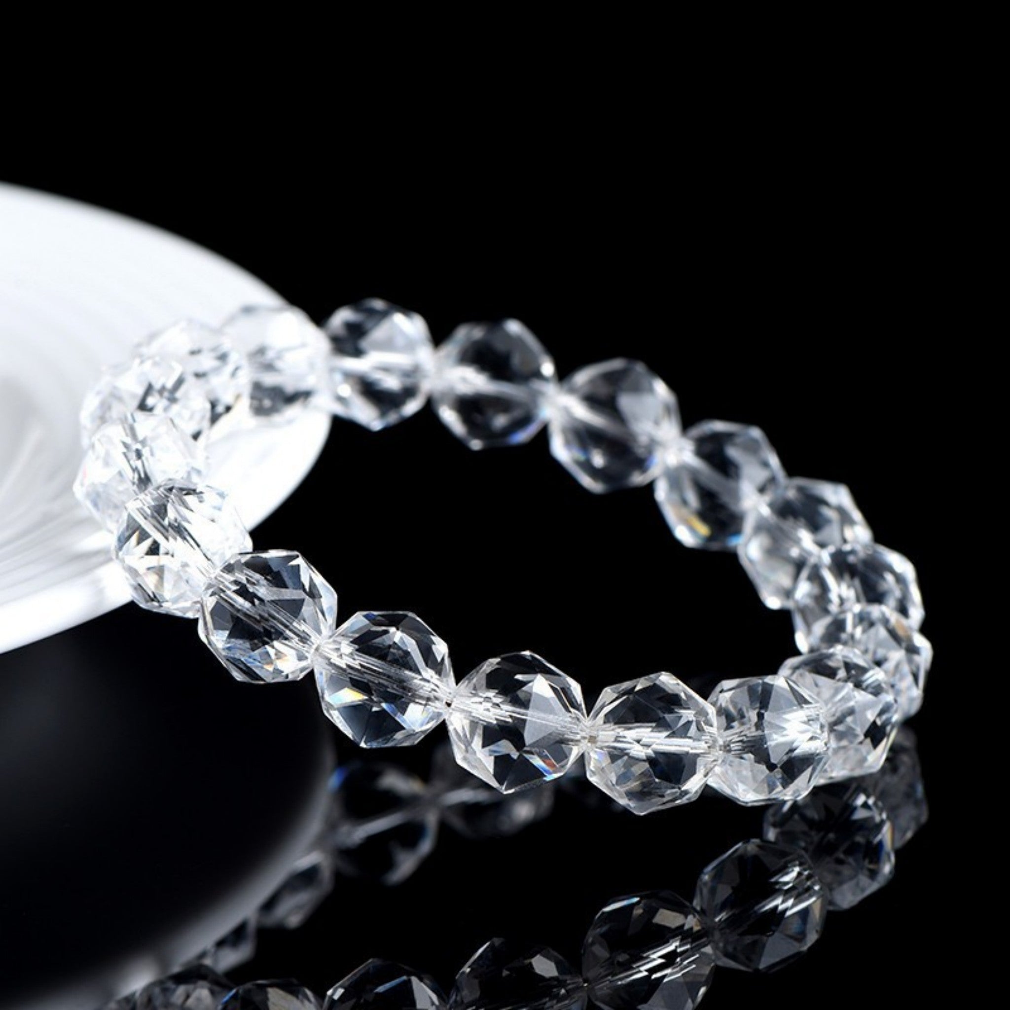 High-Vibration Diamond-Cut Quartz Bracelet | Energy Amplifier, Meditation Focus, Spiritual Clarity Stone