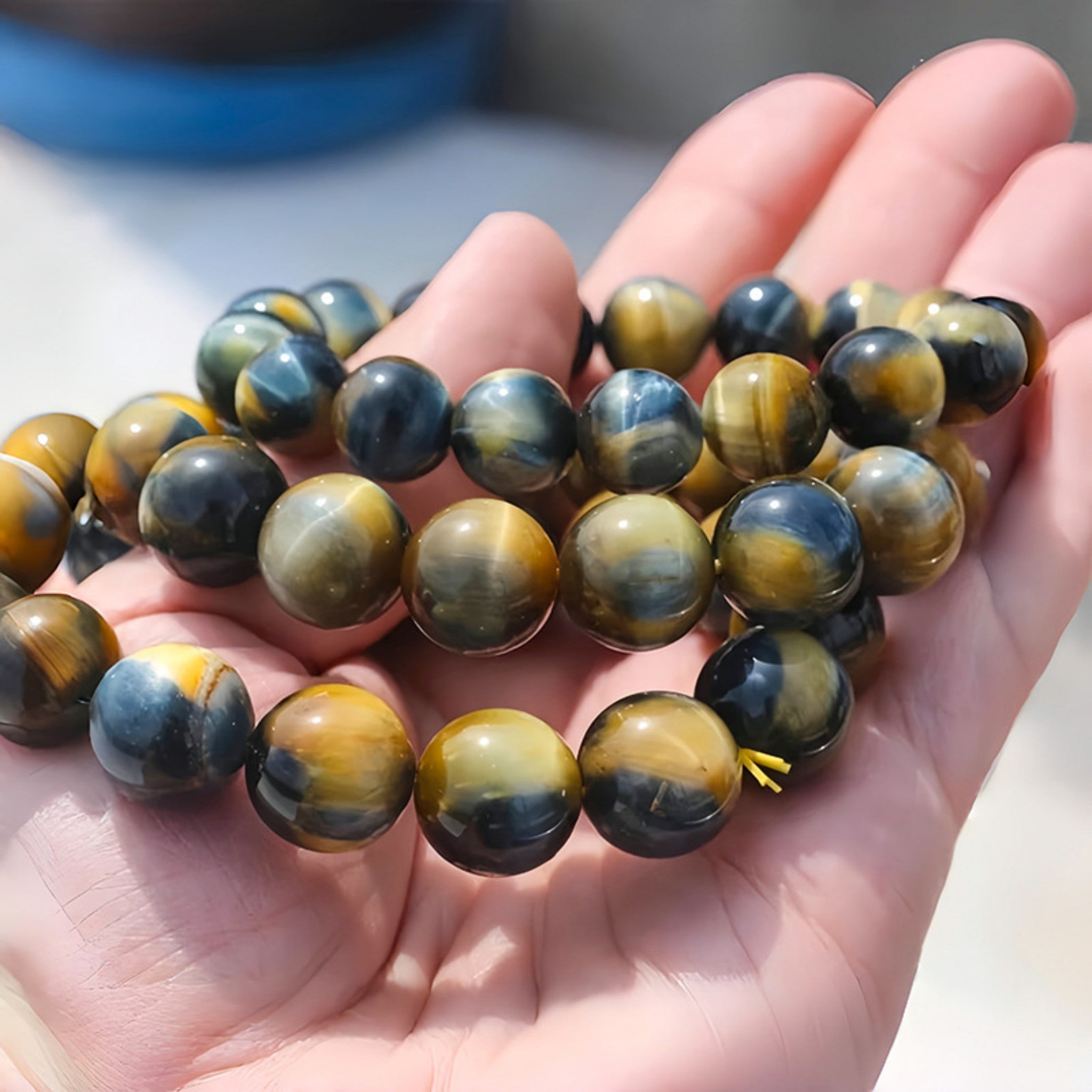 Stone of Courage: Natural Blue & Gold Tiger Eye for Balance