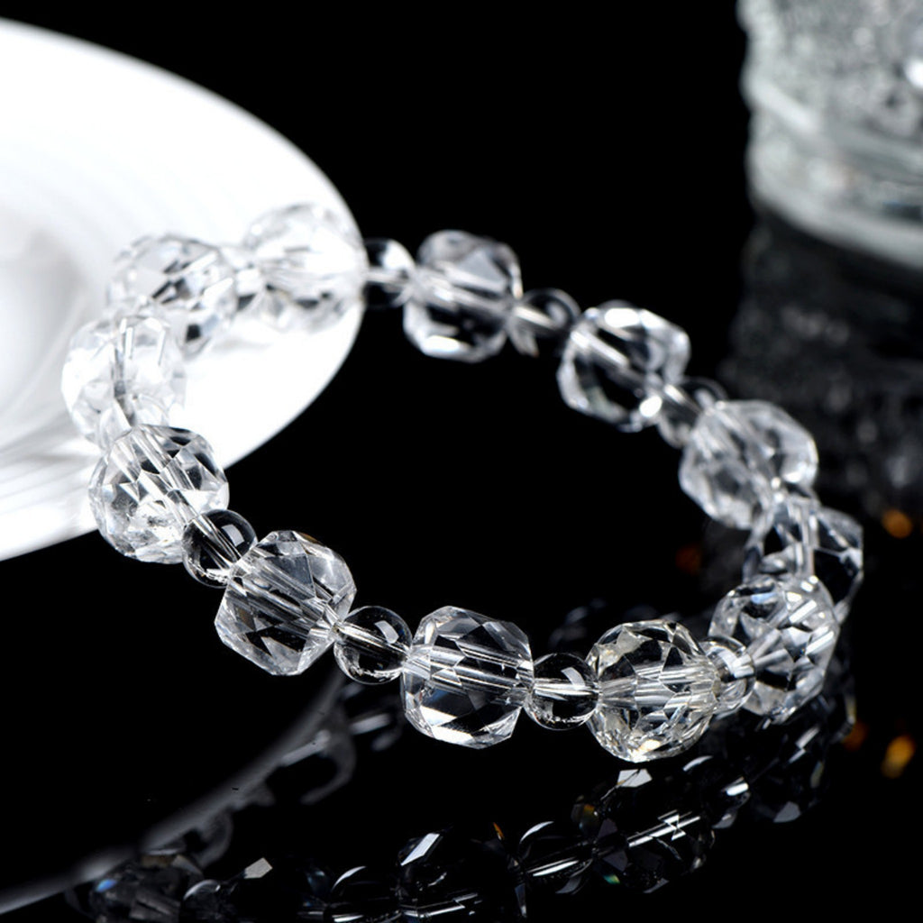 Healing Sugar Cube Clear Quartz Bracelet | Chakra Alignment, Meditation Aid, Emotional Balance Stone