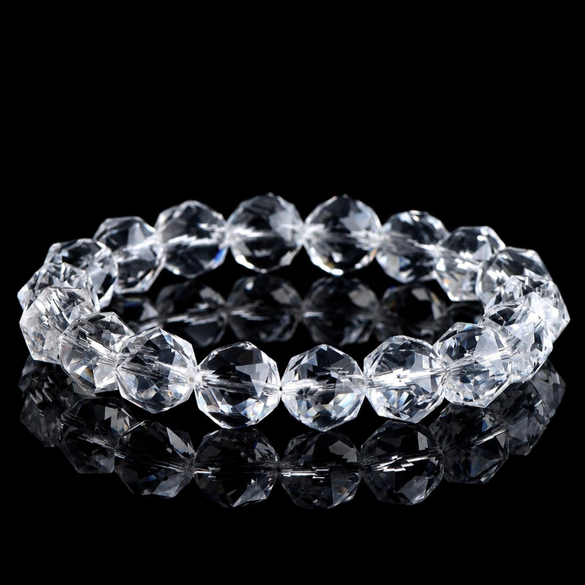 High-Vibration Diamond-Cut Quartz Bracelet | Energy Amplifier, Meditation Focus, Spiritual Clarity Stone
