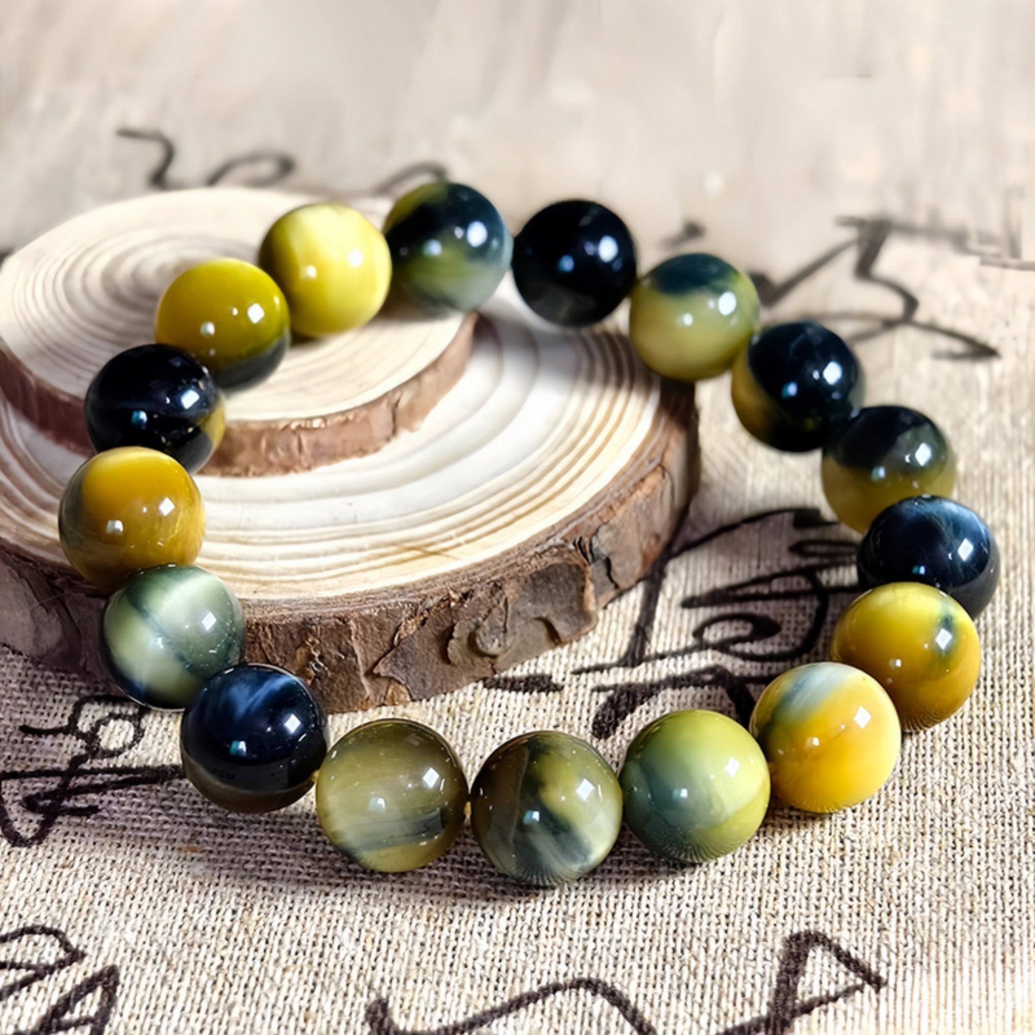 Stone of Courage: Natural Blue & Gold Tiger Eye for Balance