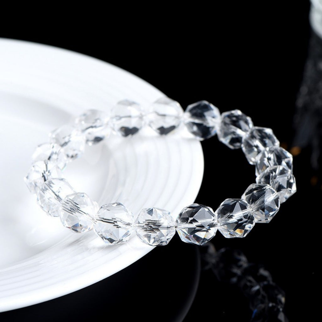 High-Vibration Diamond-Cut Quartz Bracelet | Energy Amplifier, Meditation Focus, Spiritual Clarity Stone