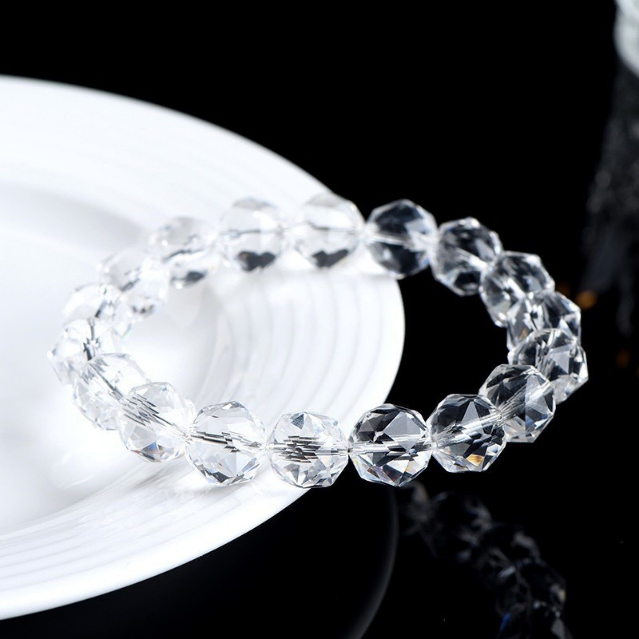 High-Vibration Diamond-Cut Quartz Bracelet | Energy Amplifier, Meditation Focus, Spiritual Clarity Stone