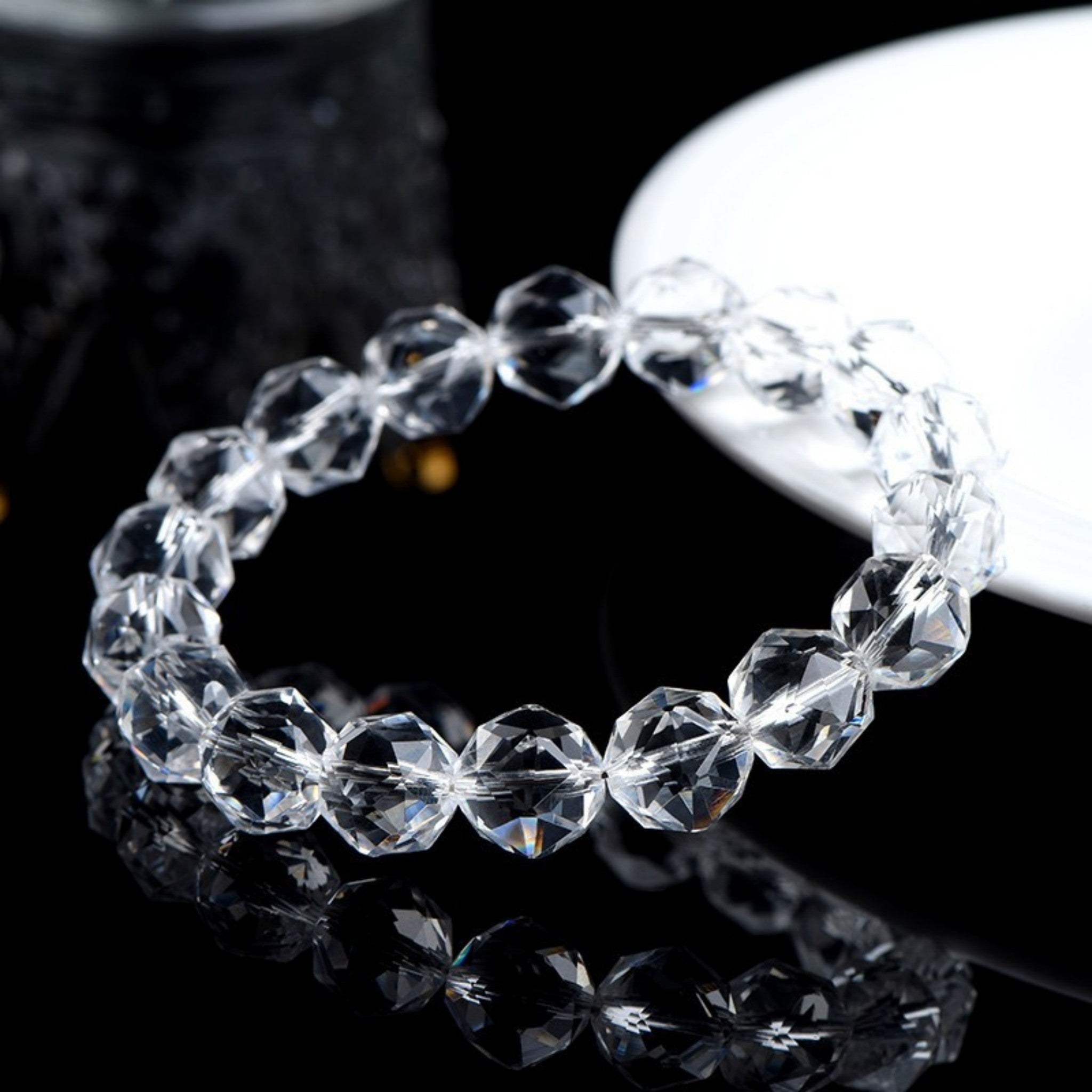 High-Vibration Diamond-Cut Quartz Bracelet | Energy Amplifier, Meditation Focus, Spiritual Clarity Stone