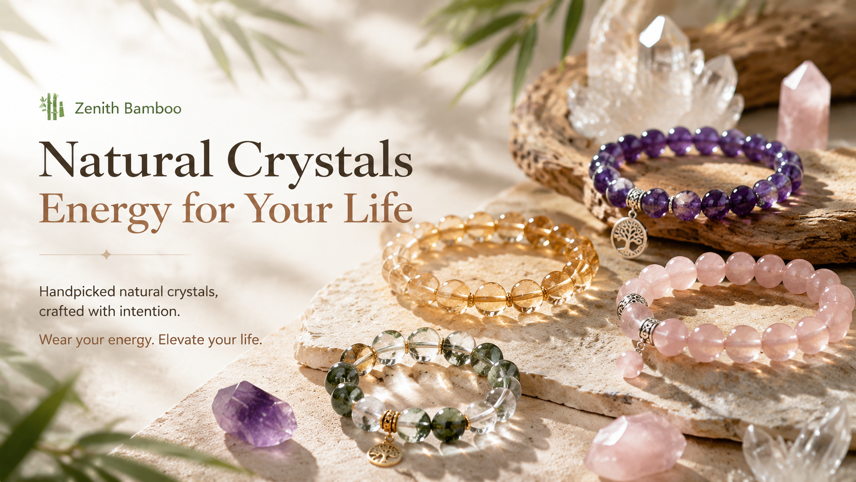 Natural gemstone bracelets by Zenith Bamboo