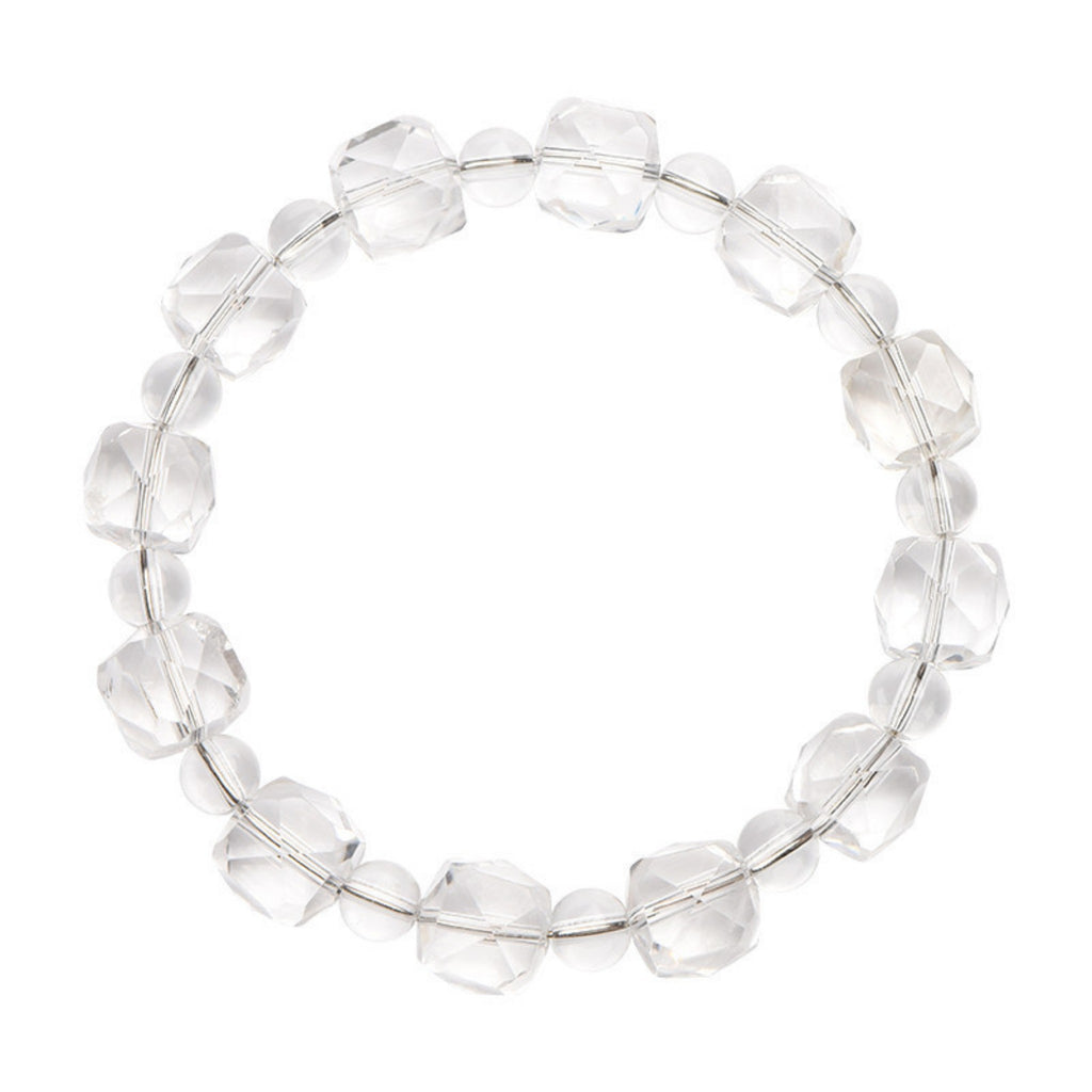 Healing Sugar Cube Clear Quartz Bracelet | Chakra Alignment, Meditation Aid, Emotional Balance Stone