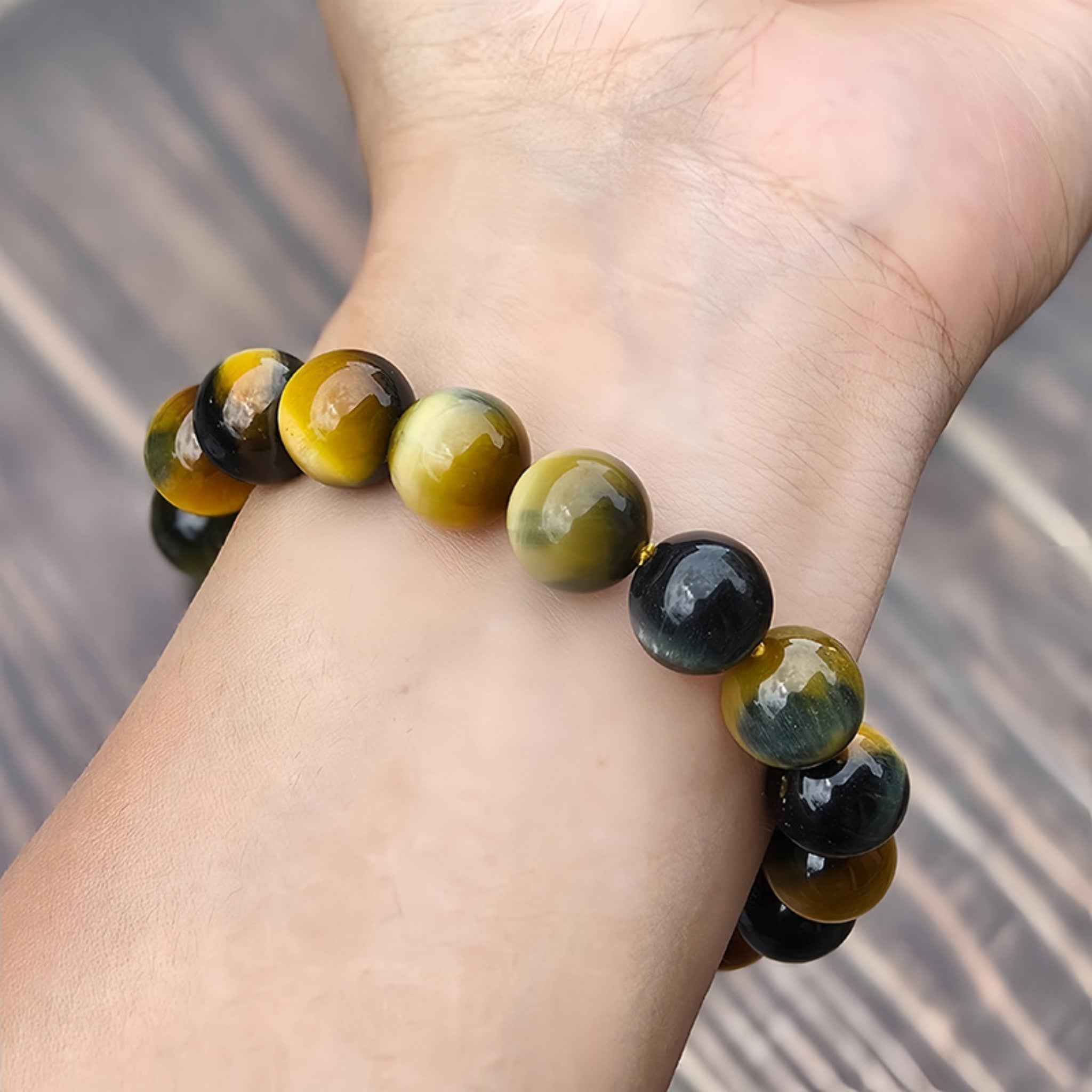 Stone of Courage: Natural Blue & Gold Tiger Eye for Balance