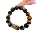 Natural Tiger’s Eye & Silver Obsidian Bracelet | Men’s Wealth & Luck Charm for Career, Confidence & Manifestation 💼