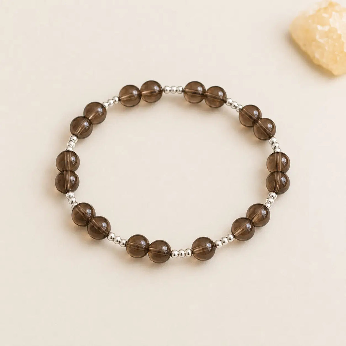 7A Natural Smoky Quartz Bracelet – 8mm – centered flatlay product view