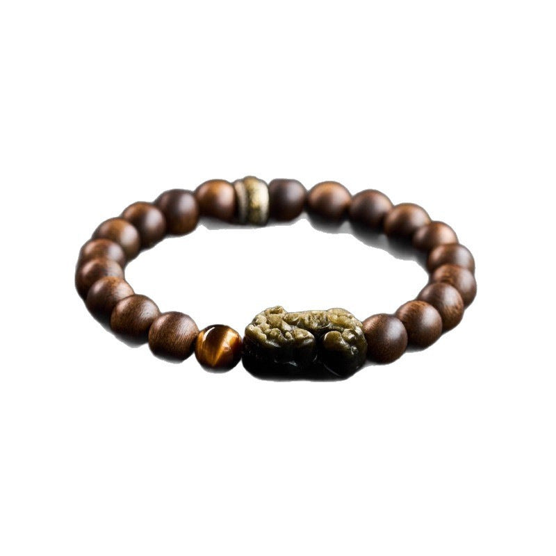 Original agarwood Pixiu bracelet on white background
