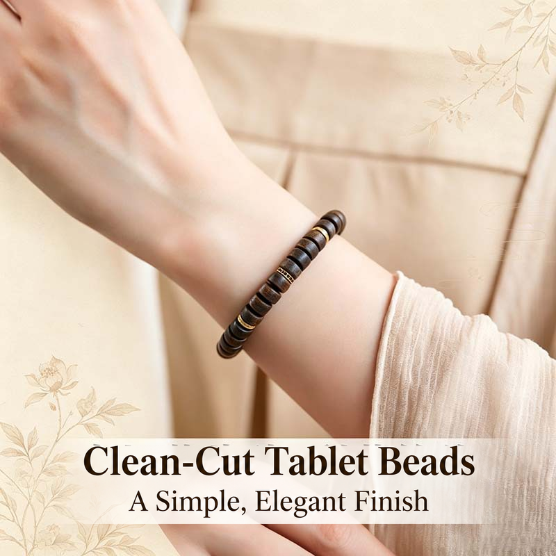 Agarwood tablet bead bracelet worn on wrist