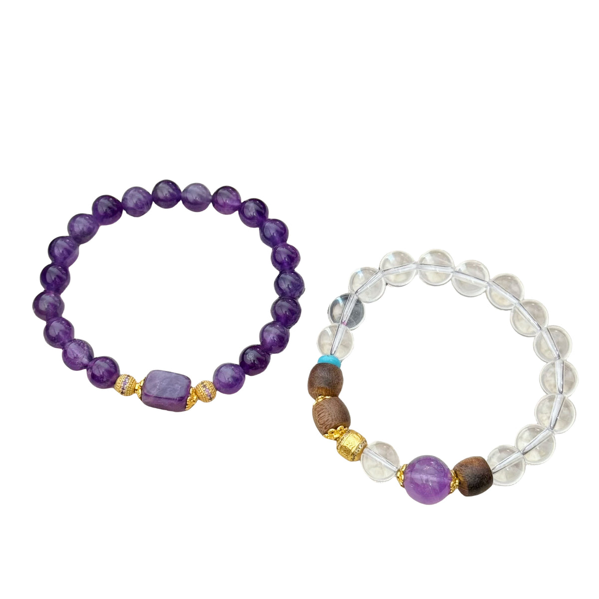Amethyst and clear quartz bracelet designs