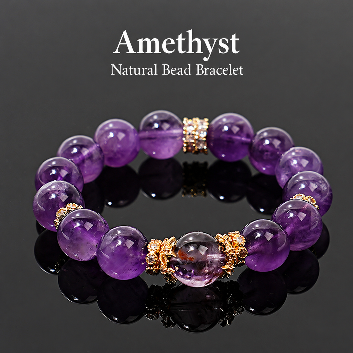 Amethyst bracelet with English product heading