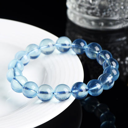 Aquamarine bracelet showing natural color and inclusions