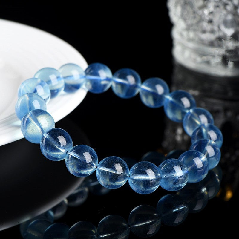 Aquamarine bracelet showing natural color and inclusions