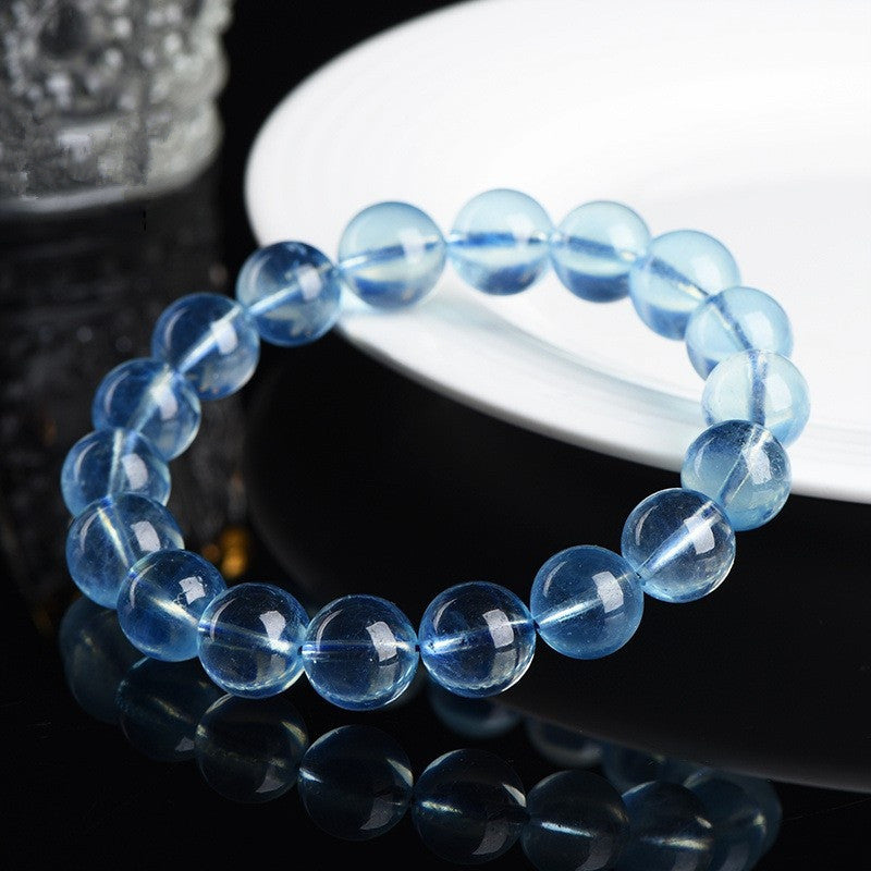 Aquamarine bracelet showing natural color and inclusions