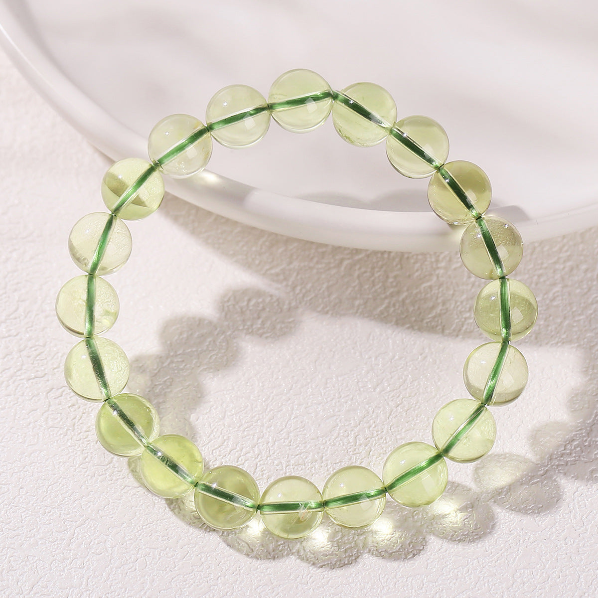 Bamboo green crystal bracelet top view