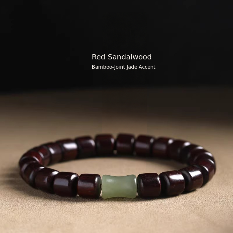 Red sandalwood bracelet with English product caption