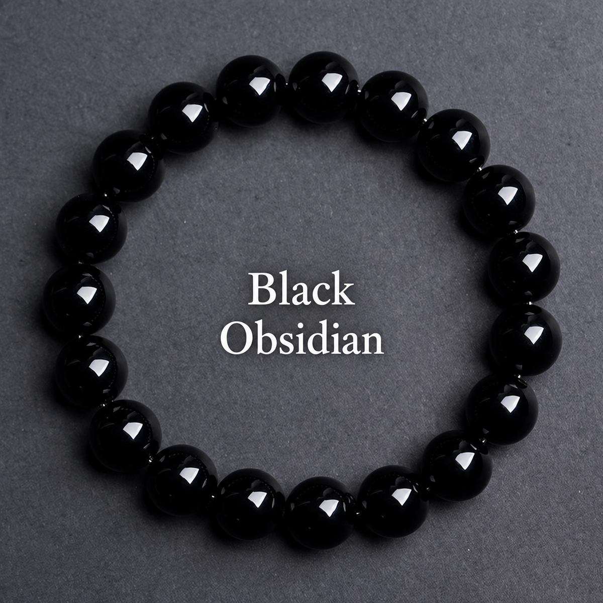 Black obsidian polished bead bracelet