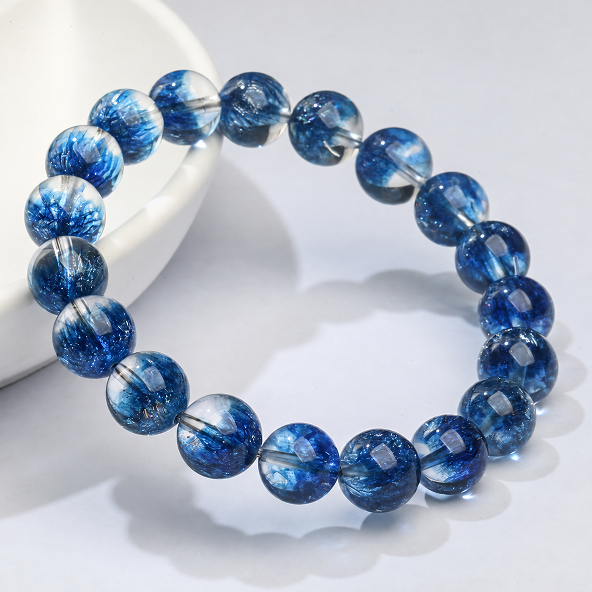 Blue inclusion bead bracelet – alternate view