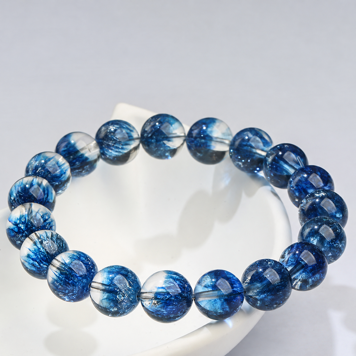 Blue inclusion bead bracelet – alternate view