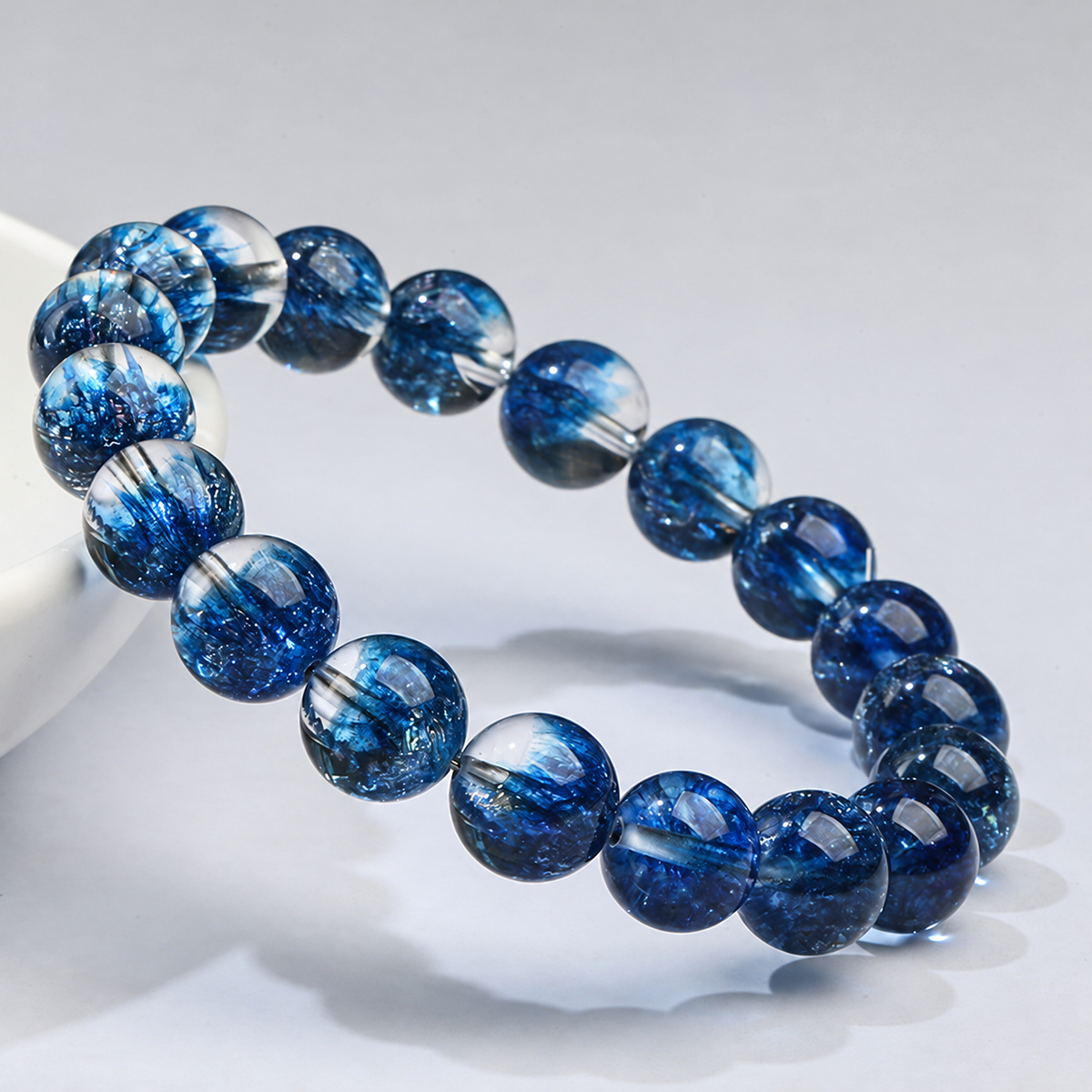 Blue inclusion bead bracelet – alternate view