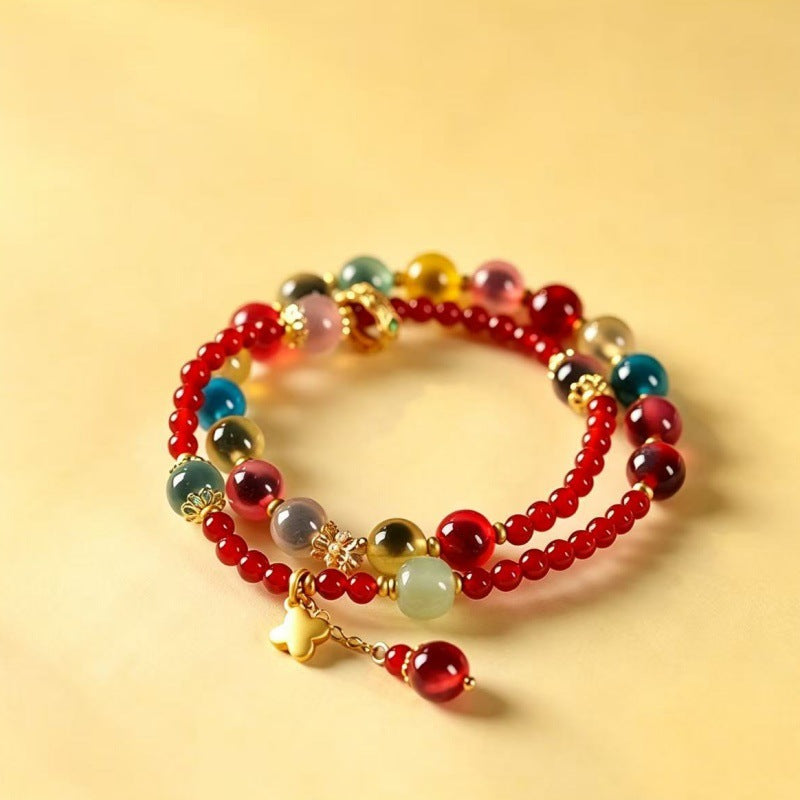Candy agate double-wrap bracelet angle view