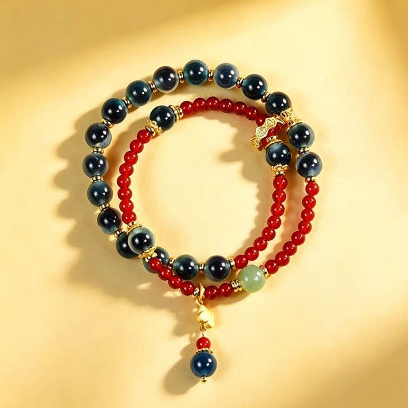 Candy agate double-wrap bracelet blue view