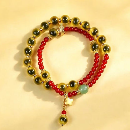 Candy agate double-wrap bracelet gold view