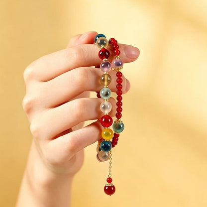 Candy agate double-wrap bracelet hand view