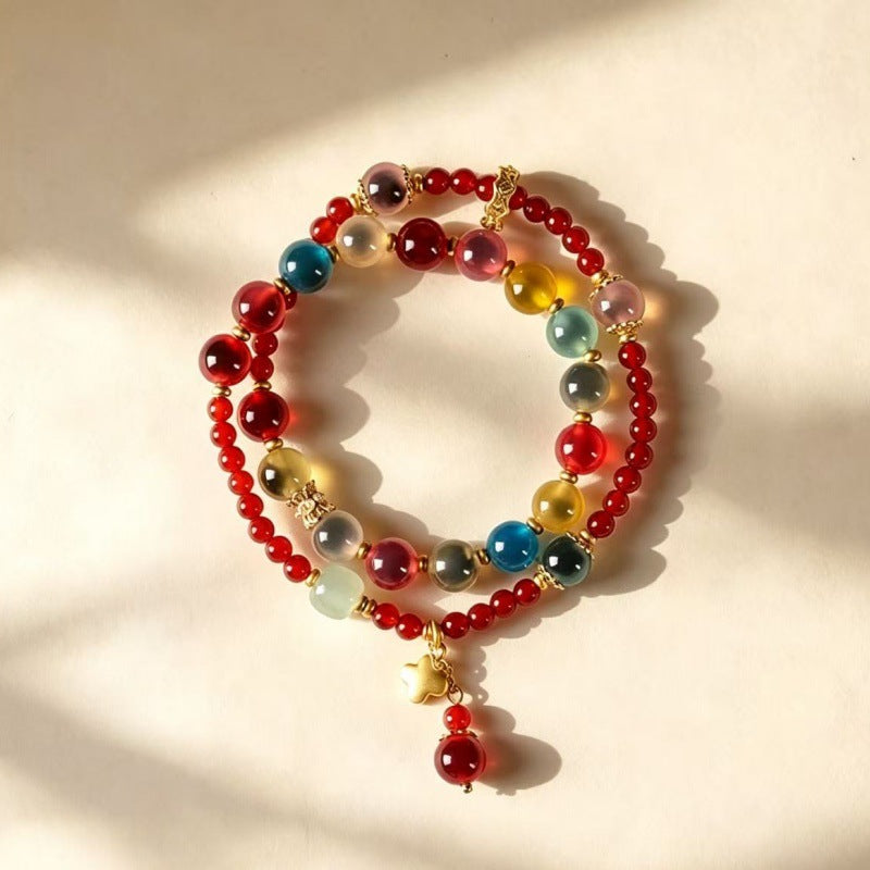 Candy agate double-wrap bracelet multi view