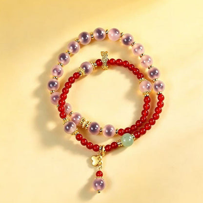 Candy agate double-wrap bracelet pink view