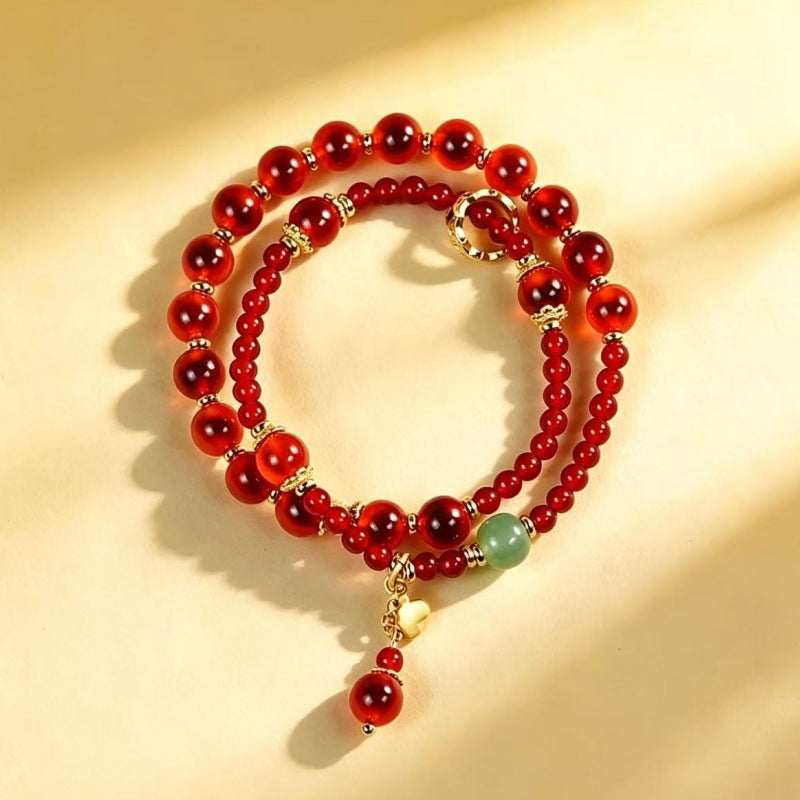 Candy agate double-wrap bracelet red view