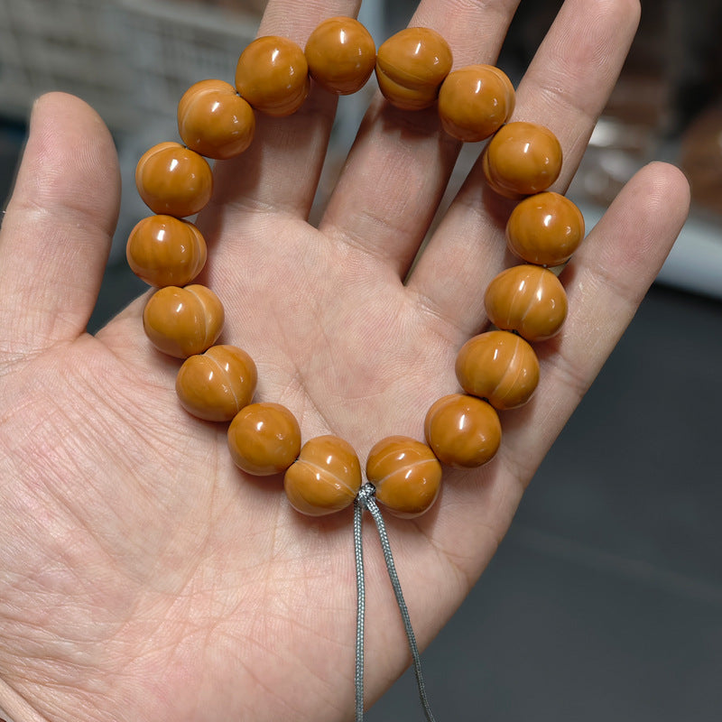 Tall Peach walnut bead bracelet, 15 mm+