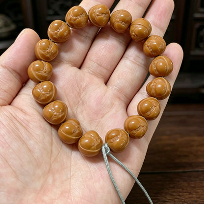 Peach walnut bead bracelet, Approx. 13 mm