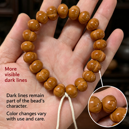 Corgi — More Dark Lines walnut bead bracelet, 13–15 mm