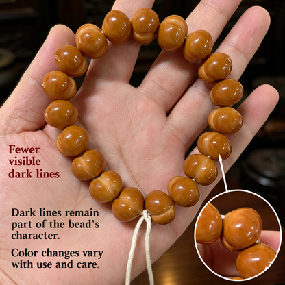 Corgi — Fewer Dark Lines walnut bead bracelet, 16 mm+