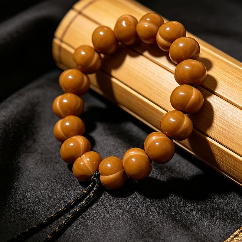 Carved walnut bead bracelet, source product view 2