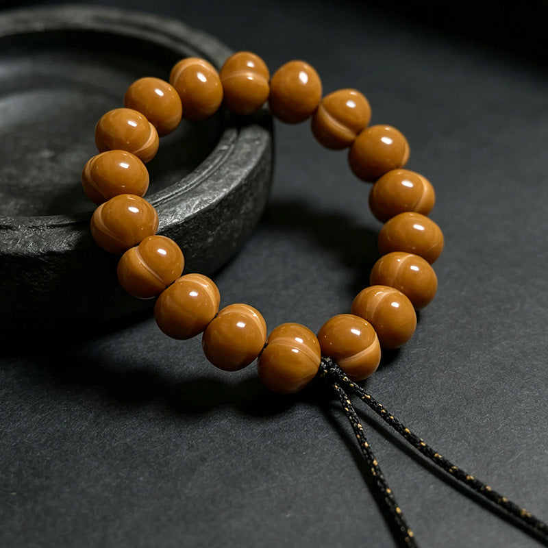 Carved walnut bead bracelet, source product view 4