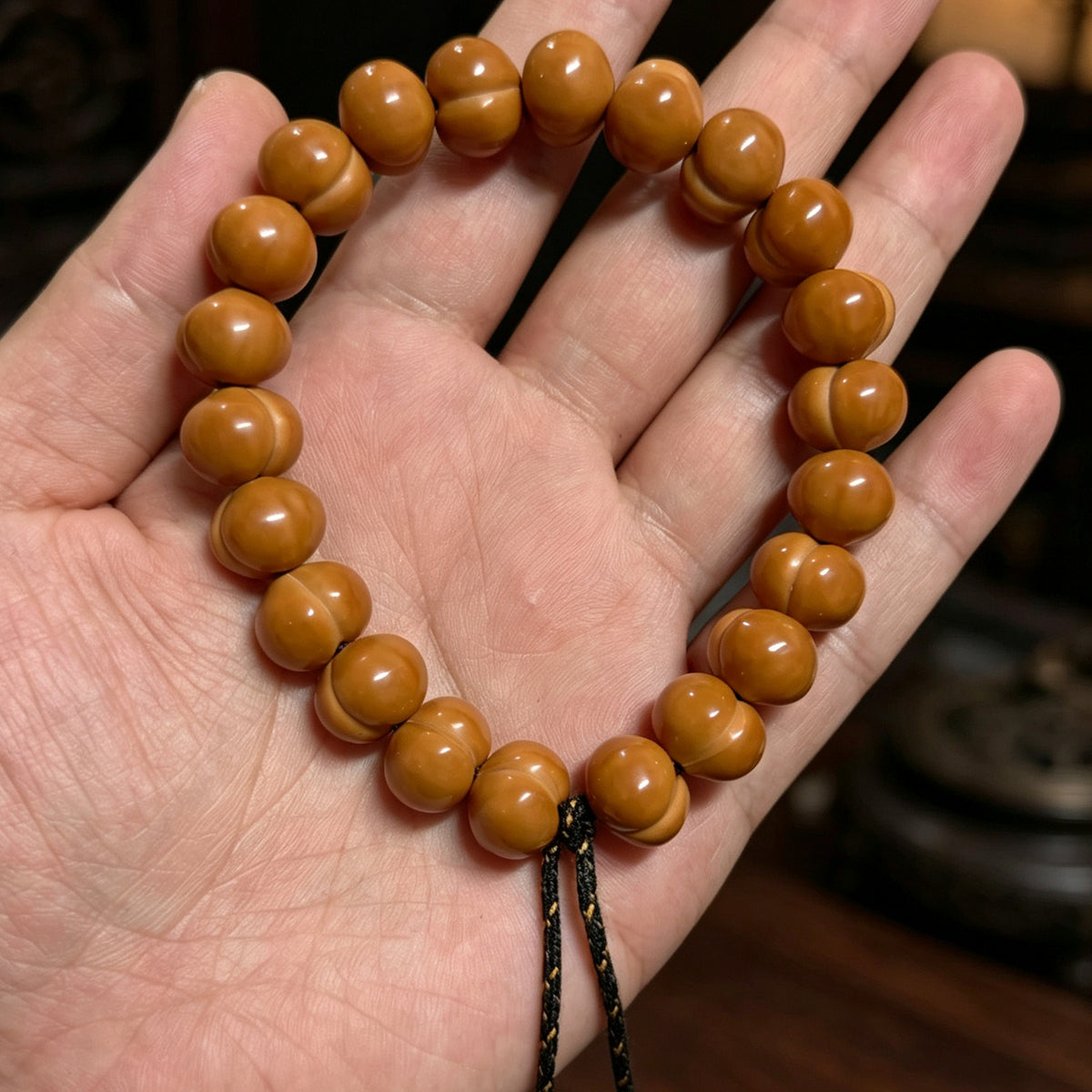 Carved walnut bead bracelet, source product view 10