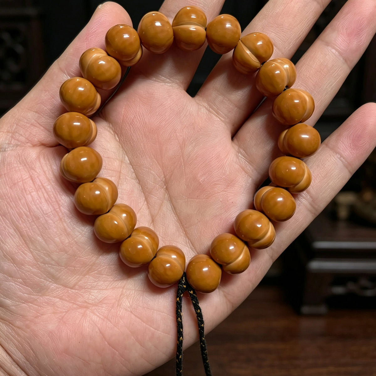 Carved walnut bead bracelet, source product view 11