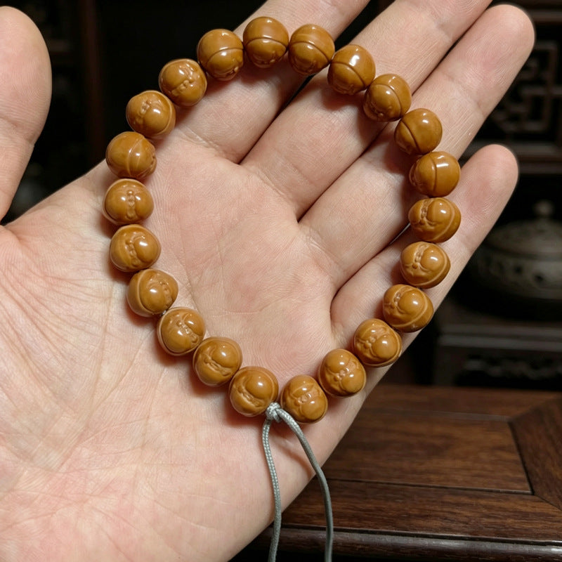 Carved walnut bead bracelet, source product view 15