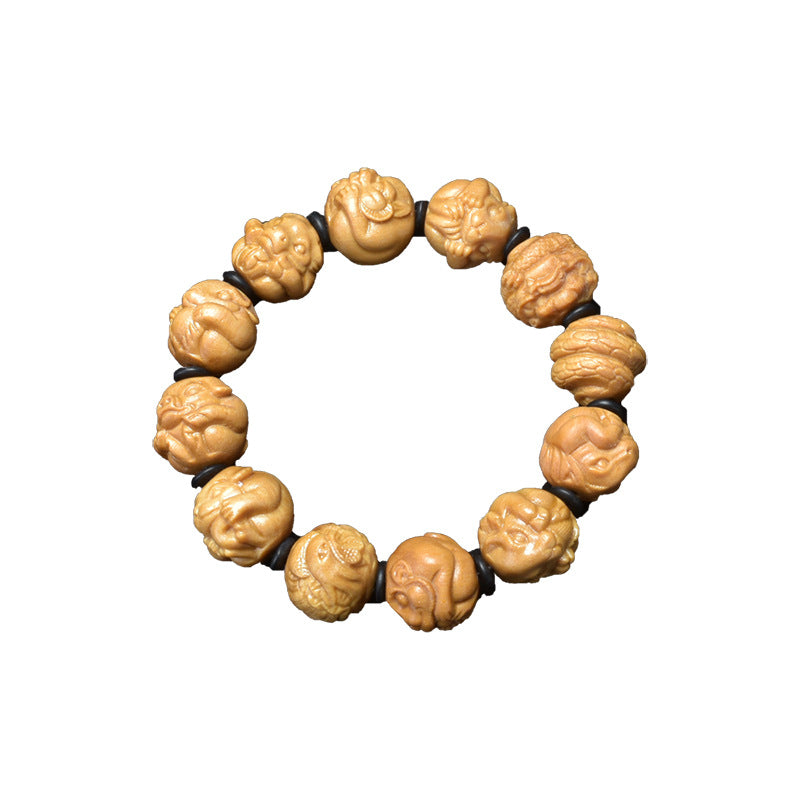 Sandalwood zodiac bracelet – full bracelet on white