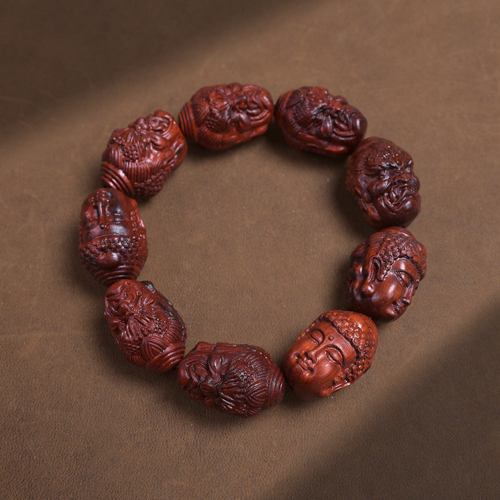 Zitan Wood Dual Face carved wooden bracelet