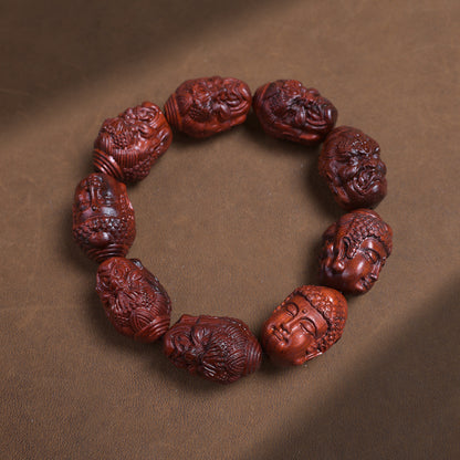 Zitan Wood Dual Face carved wooden bracelet