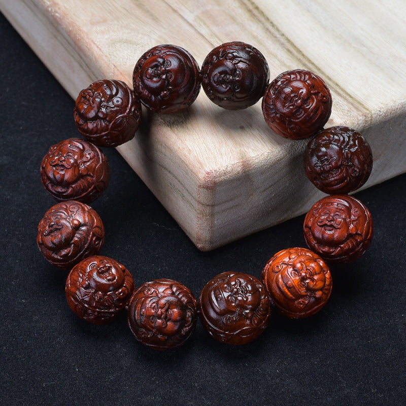 Zitan Wood Prosperity carved wooden bracelet